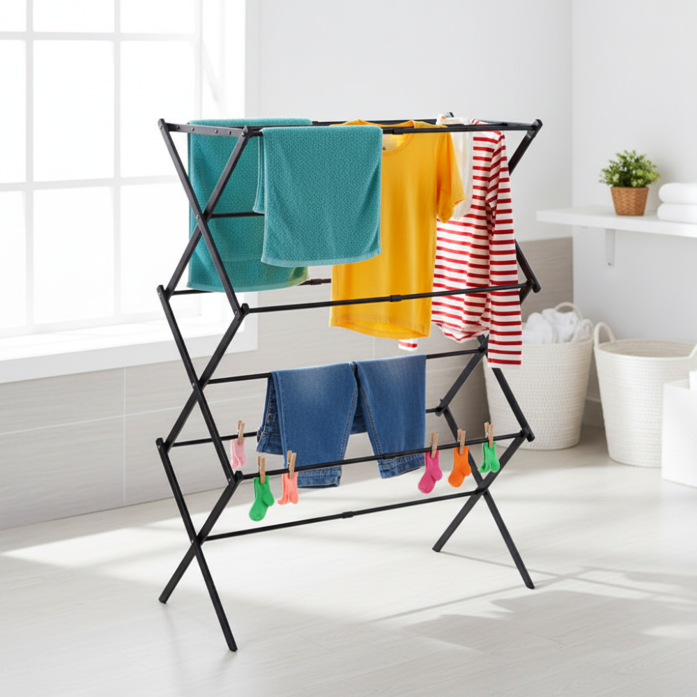 Clothes Drying Rack Collapsible Metal Laundry Stand