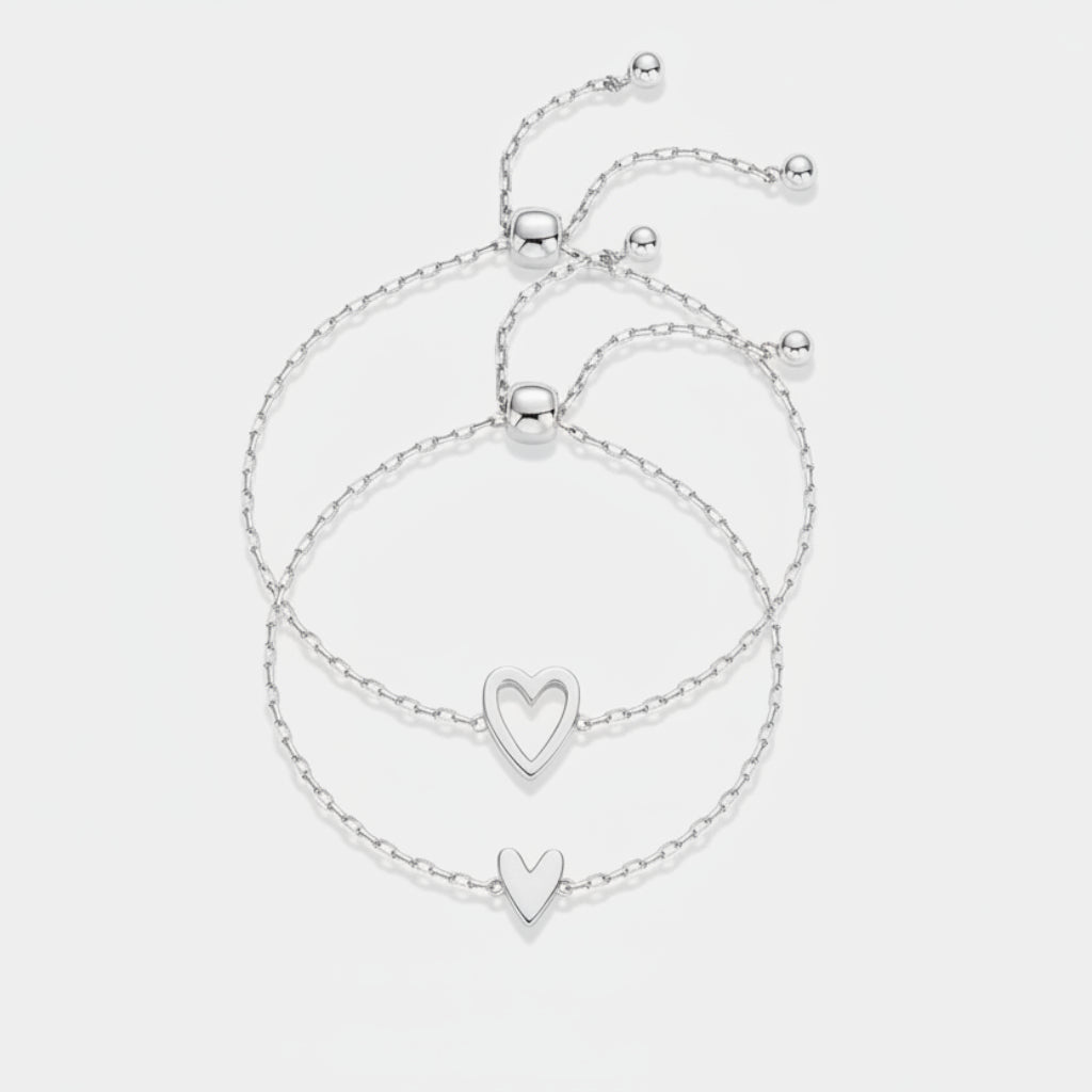 Couples Adjustable Heart Chain Bracelet Matching Jewelry Gift