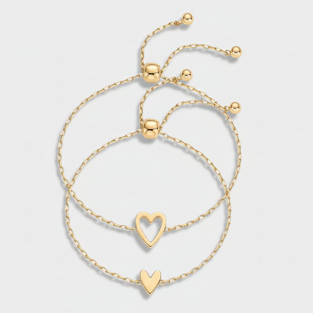Couples Adjustable Heart Chain Bracelet Matching Jewelry Gift