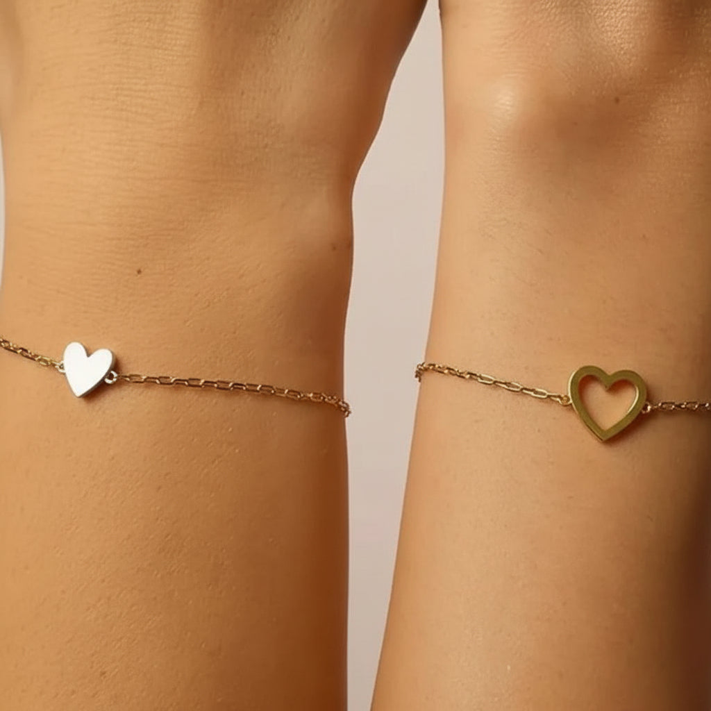 Couples Adjustable Heart Chain Bracelet Matching Jewelry Gift