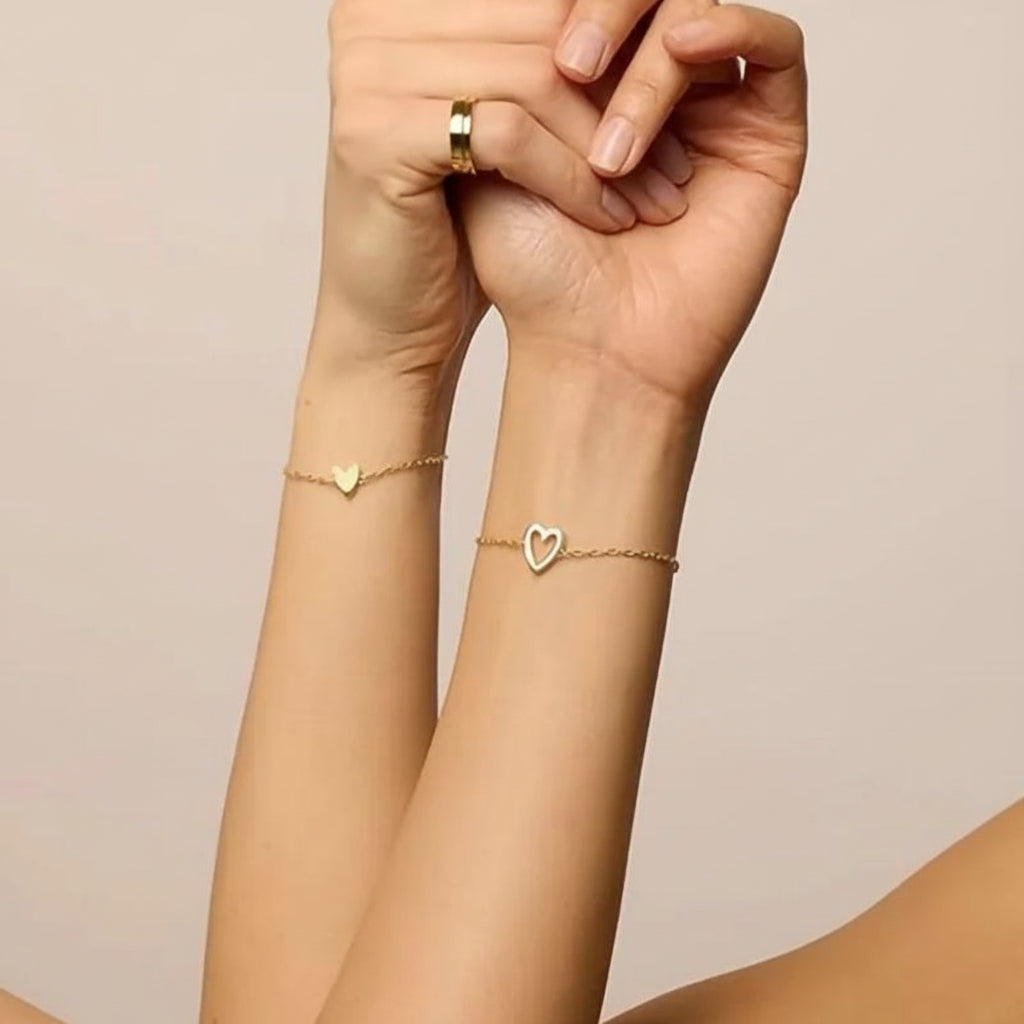 Couples Adjustable Heart Chain Bracelet Matching Jewelry Gift