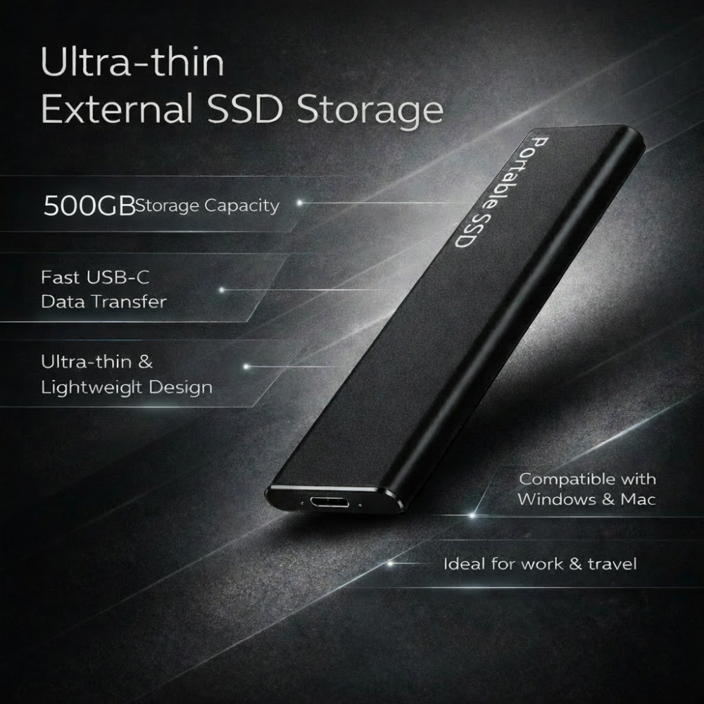 External SSD 500GB USB C Portable High Speed Storage Drive
