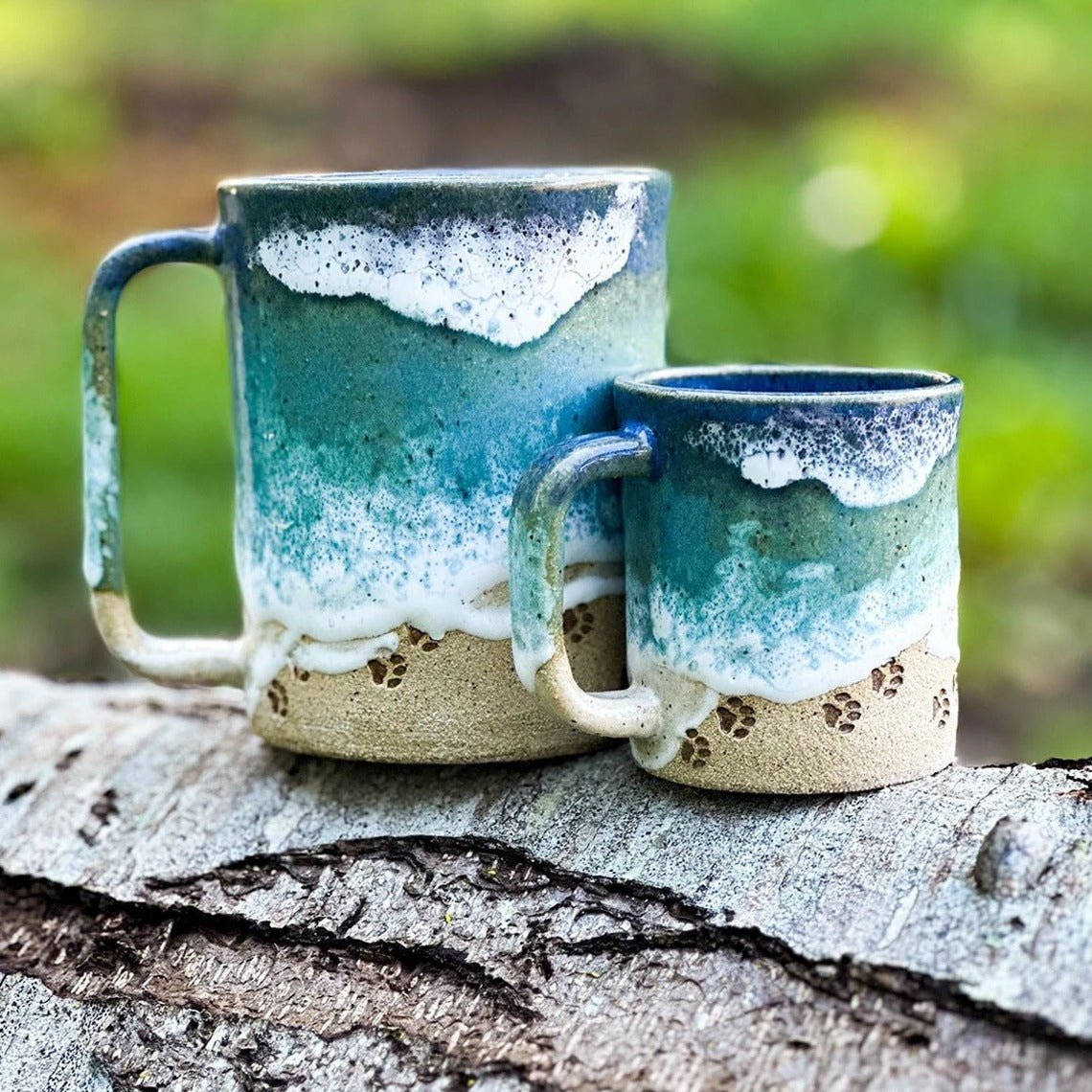 Paw Print Ceramic Mug Ocean Shoreline Beach Kitchen Gift