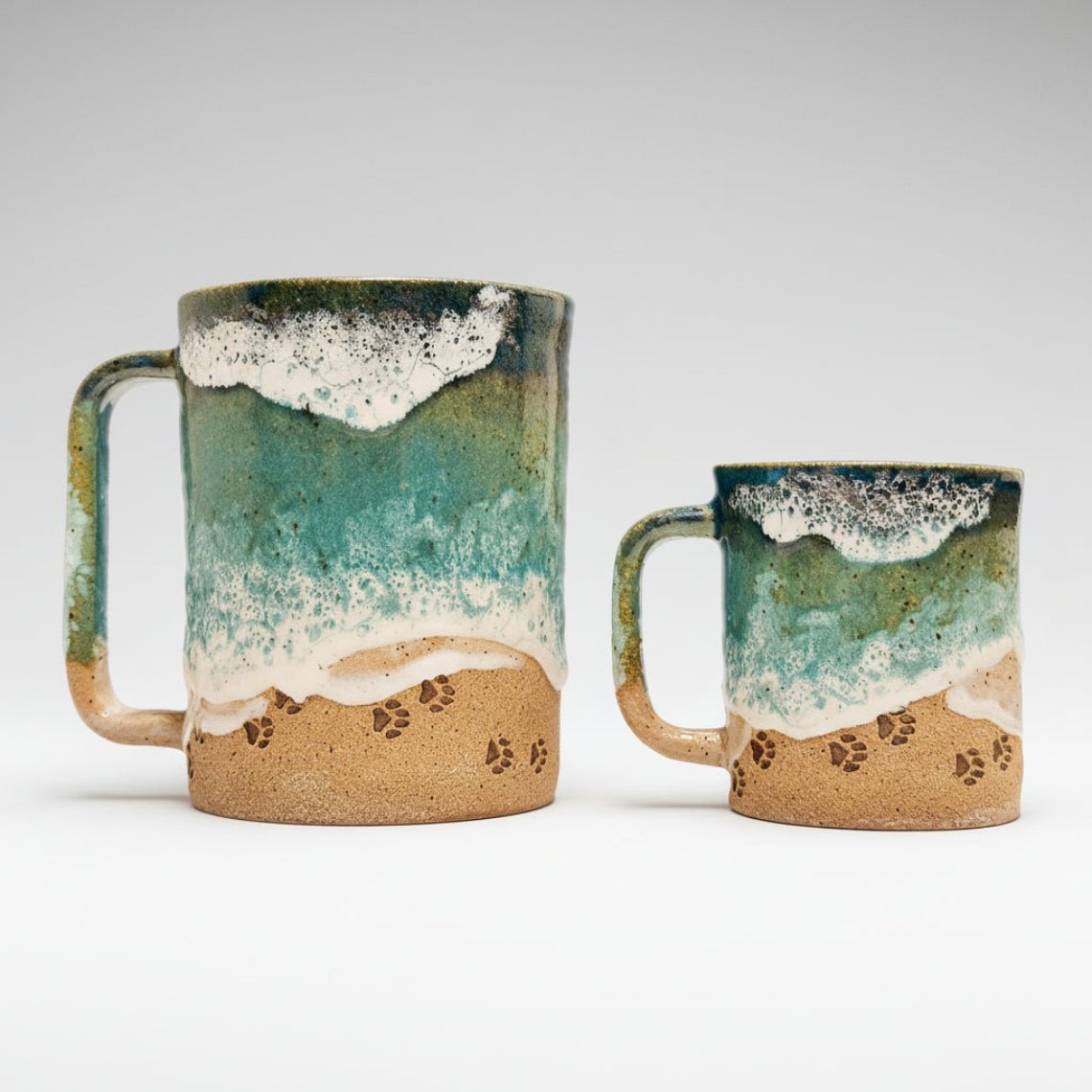Paw Print Ceramic Mug Ocean Shoreline Beach Kitchen Gift