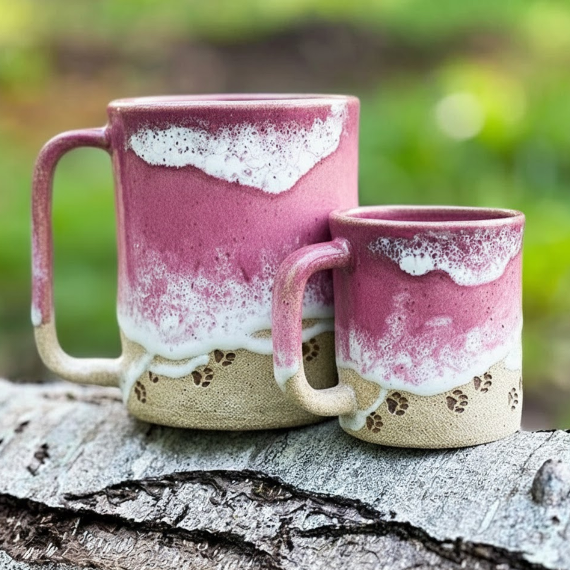 Paw Print Ceramic Mug Ocean Shoreline Beach Kitchen Gift