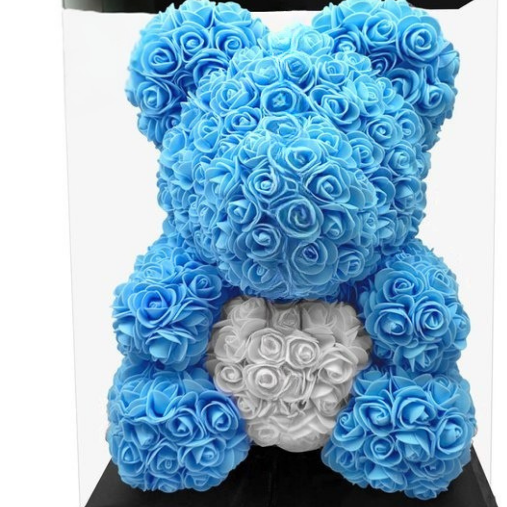 Rose Teddy Bear Decorative Gift Romantic Floral Bear