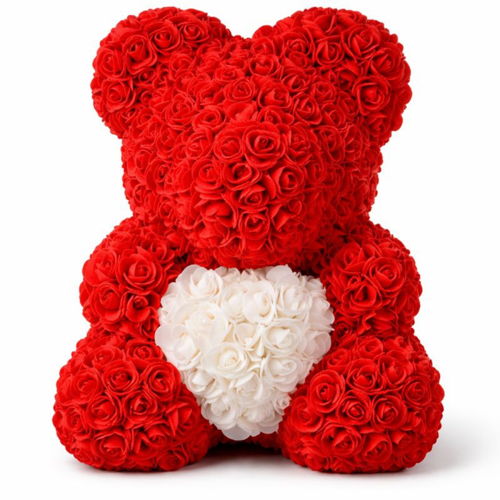 Rose Teddy Bear Decorative Gift Romantic Floral Bear