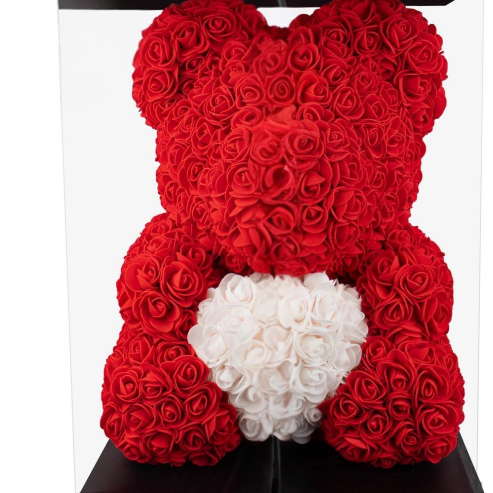 Rose Teddy Bear Decorative Gift Romantic Floral Bear