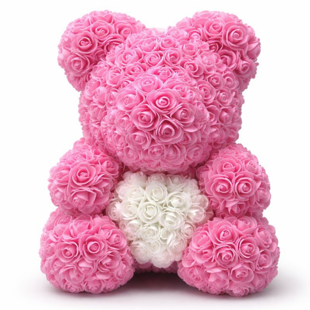 Rose Teddy Bear Decorative Gift Romantic Floral Bear
