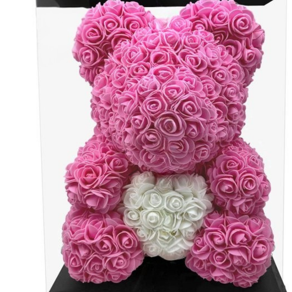 Rose Teddy Bear Decorative Gift Romantic Floral Bear