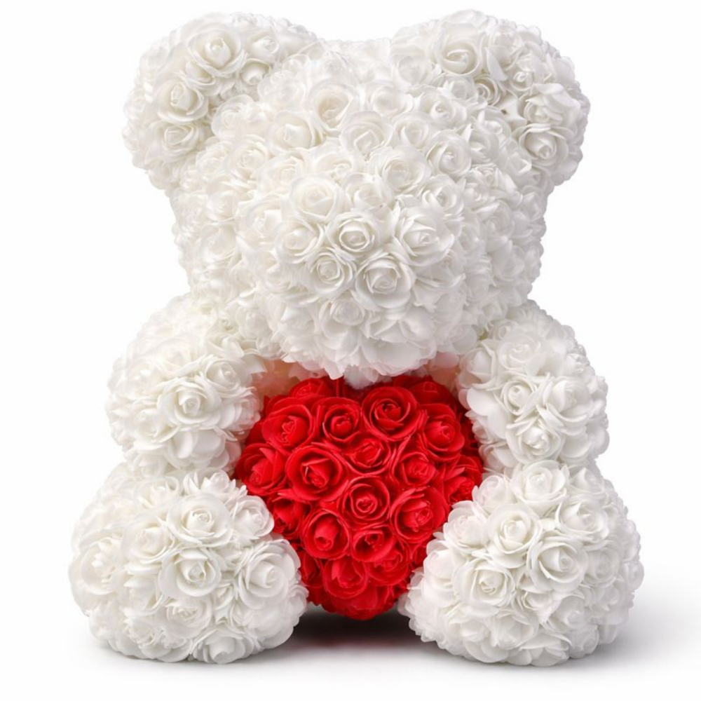 Rose Teddy Bear Decorative Gift Romantic Floral Bear
