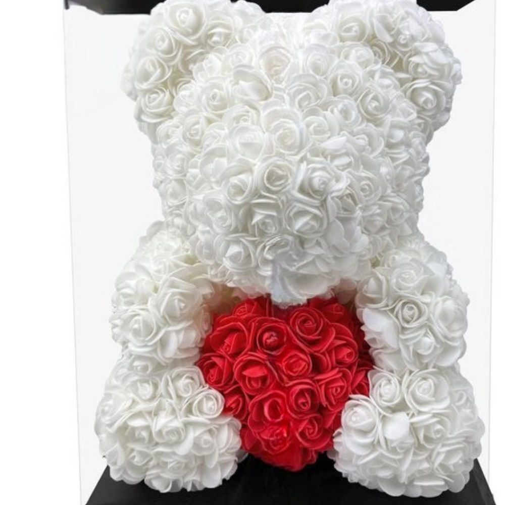 Rose Teddy Bear Decorative Gift Romantic Floral Bear
