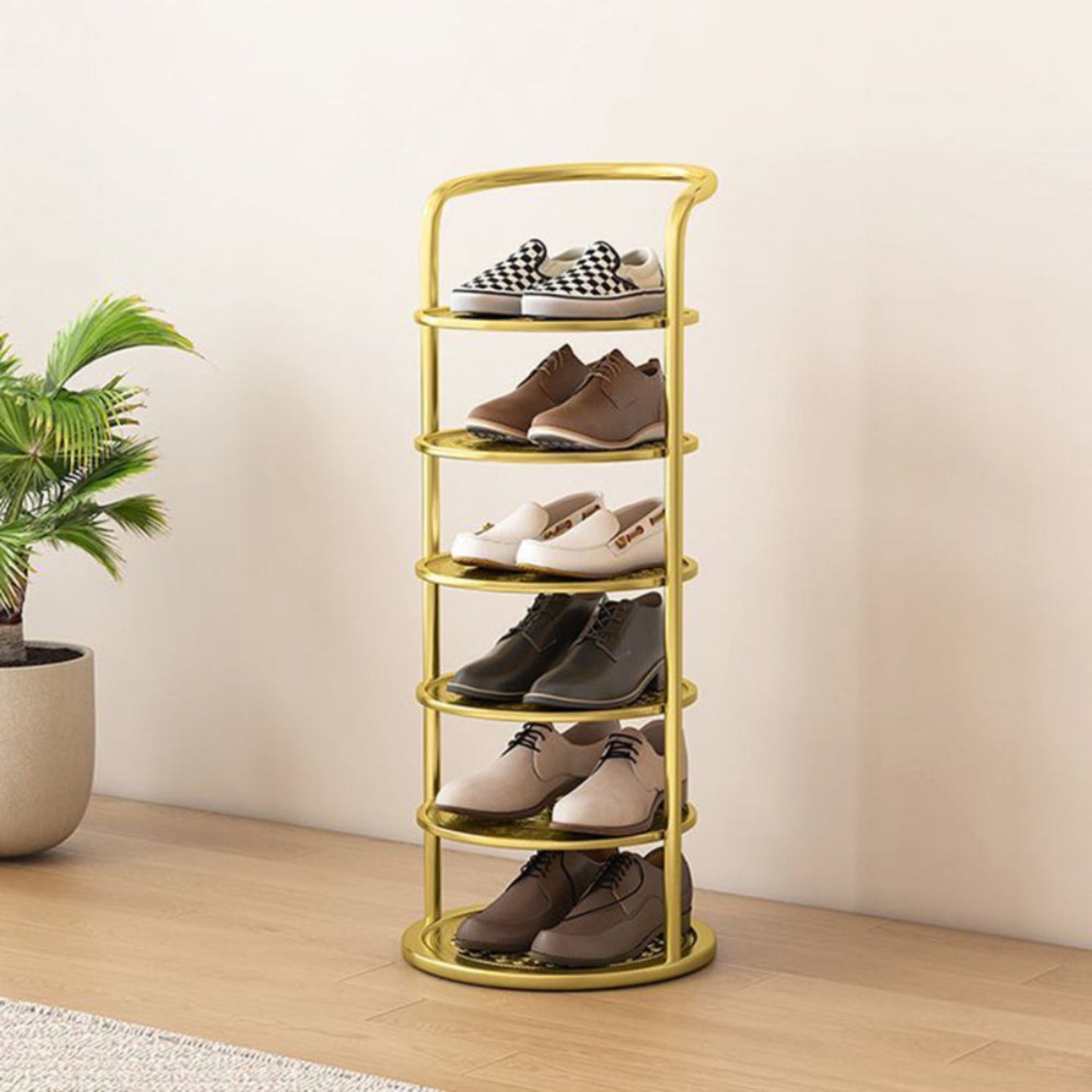Round Steel Shoe Storage Modern Entryway