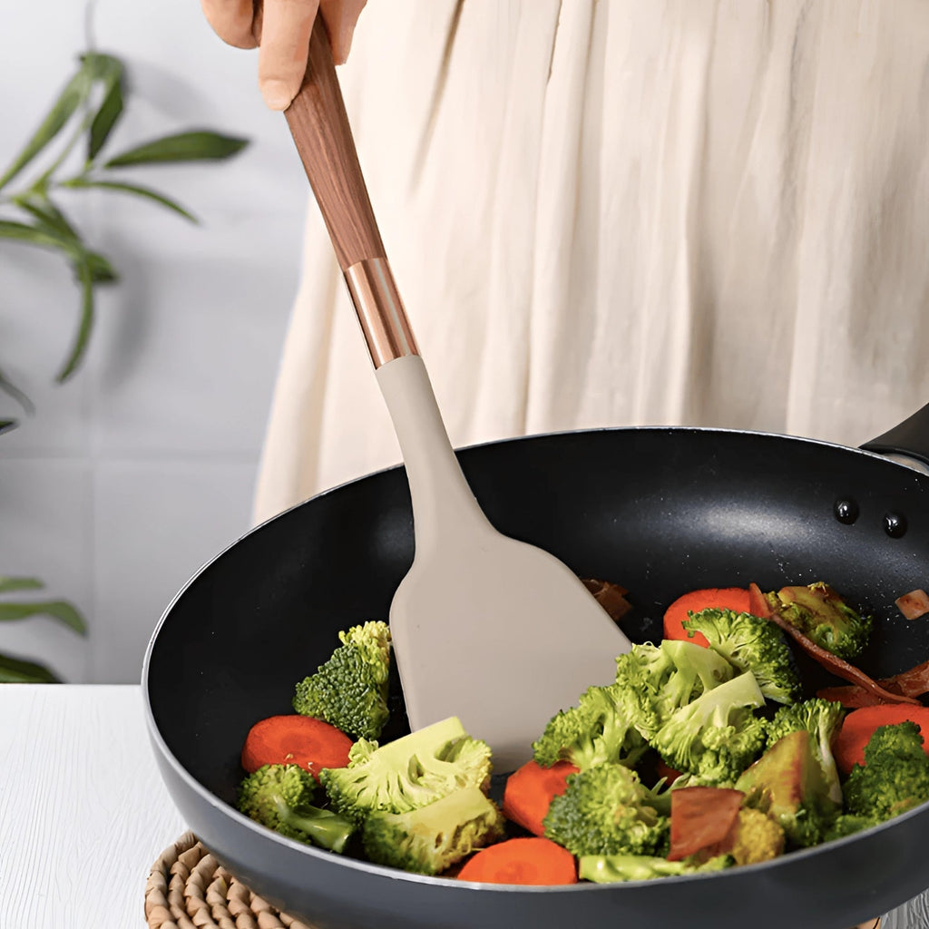 Kitchen Utensils Set Silicone Wood Cooking Tools